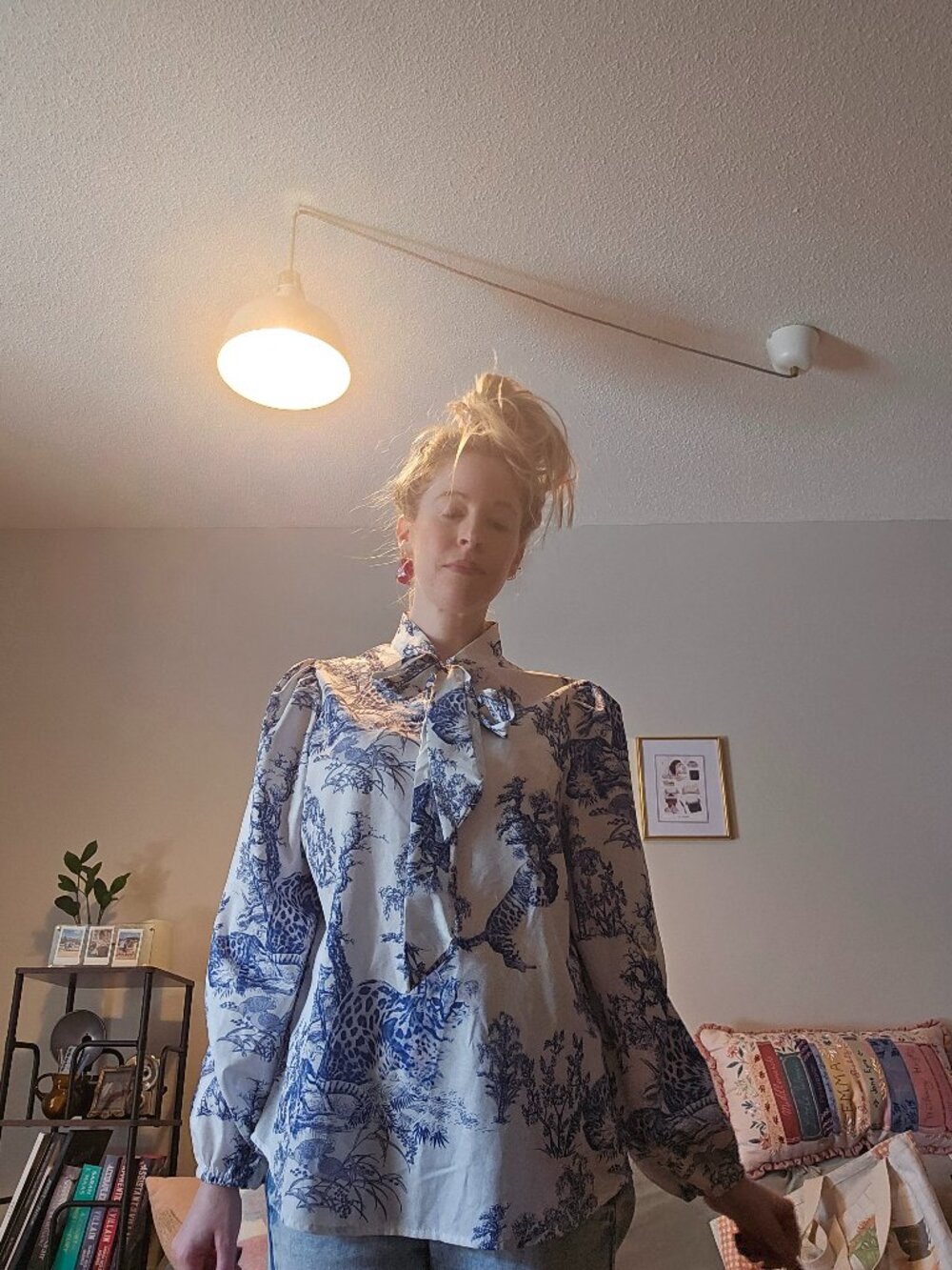 Unique printed pattern women's blouse size medium